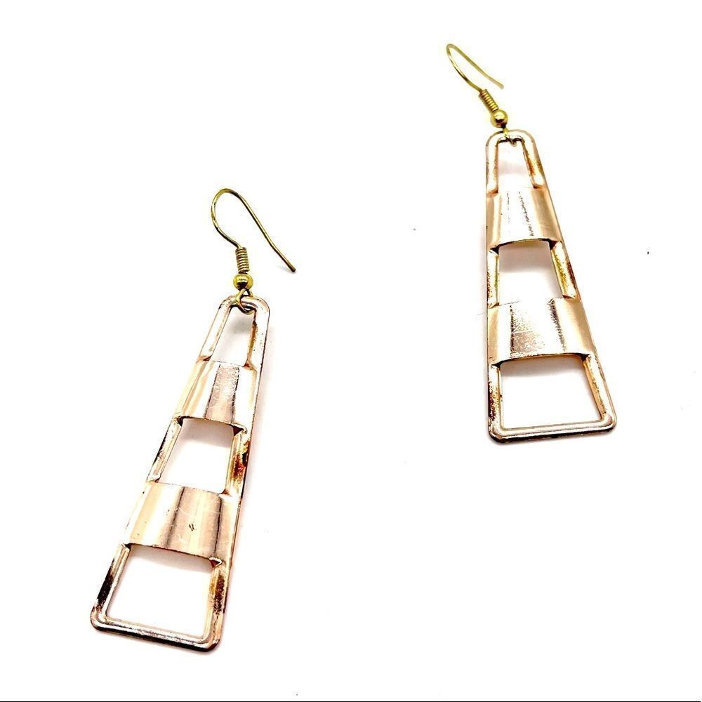Geometrical Dangle Rose Gold Earrings
